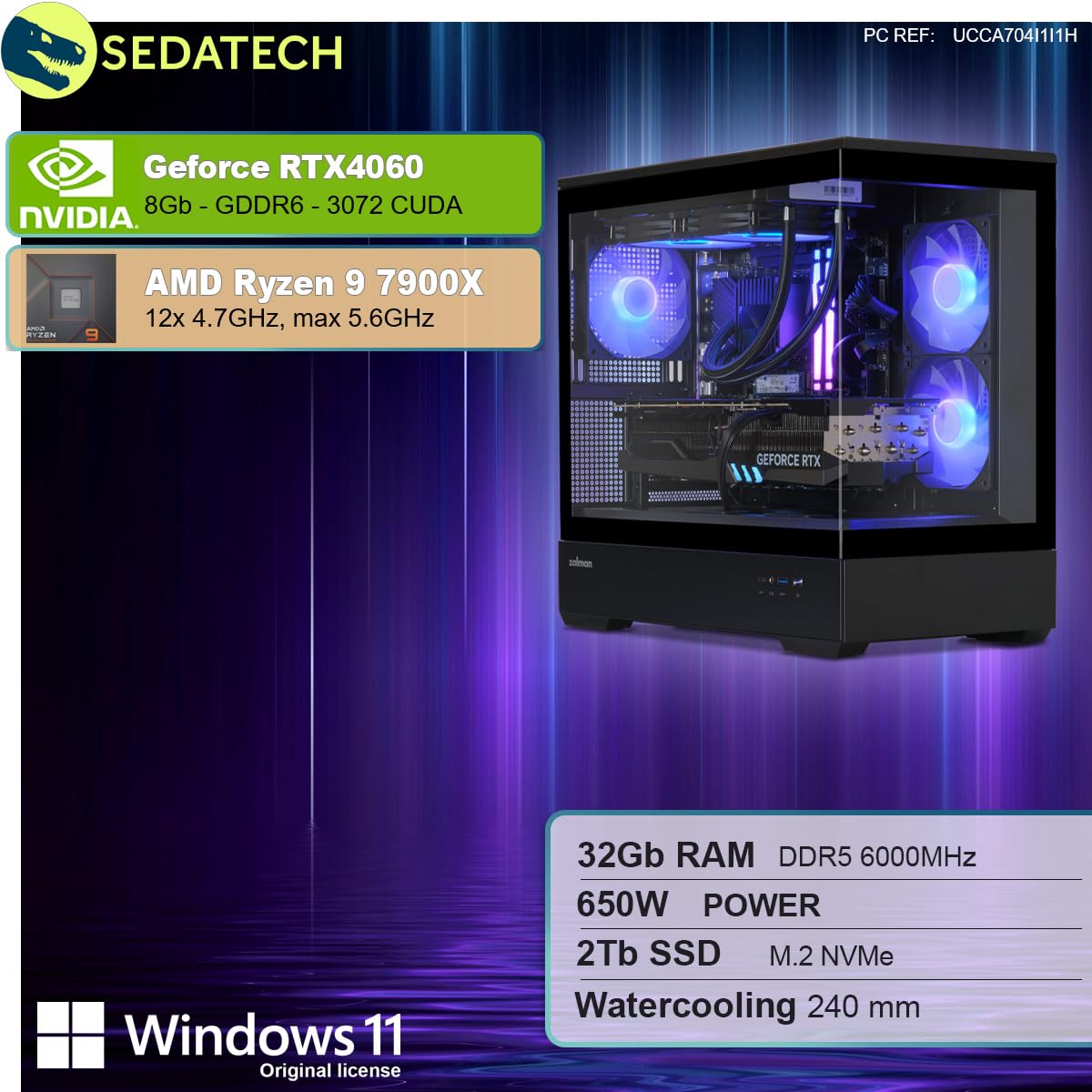 ПК Sedatech Advanced Gaming Water Cooling Full Vision AMD Ryzen 9 7900X RTX4060 32GB DDR5 2TB SSD M.2, фото №2