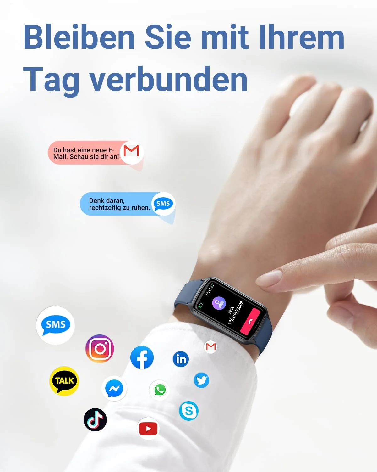 Смартгодинник для здоров'я з цілодобовим моніторингом серцевого ритму, кисню в крові, артеріального тиску, лічильником кроків, водонепроникністю 5ATM, фото №6