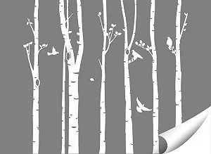 Наклейка на стіну Grandora W5187 Березовий стовбур Птахи XXL 267 x 250 см Біла synthetic.ua - Фото 1