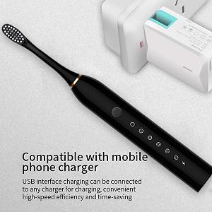 Електрична зубна щітка Fafeicy 6 режимів IPX7 Black synthetic.ua - Фото 1