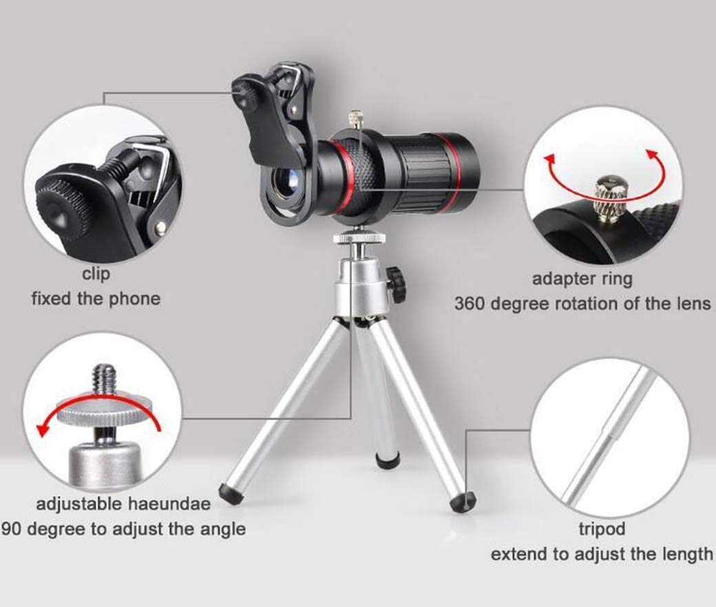 Телескопический объектив HD Focusing Mobile Phone 18X Metal Universal Telephoto Lens, фото №5