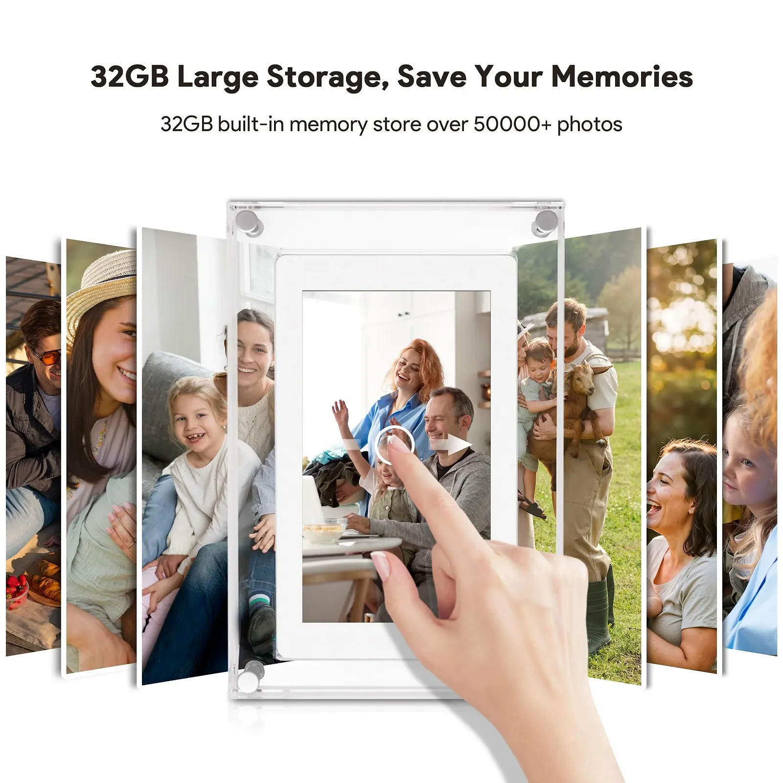 Цифровая фоторамка 5 дюймов Acrylic HD Touchscreen 32 GB Автоматический поворот Frameo App, фото №6