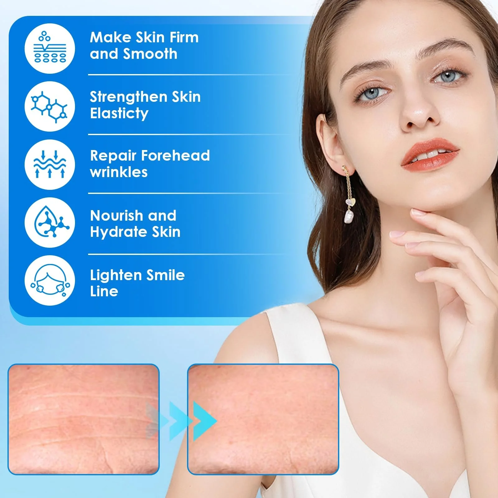 Патчі для чола LURNODY, 12 шт., проти зморшок, розгладжуюча стрічка для обличчя, для відновлення вологи шкіри, фото №6