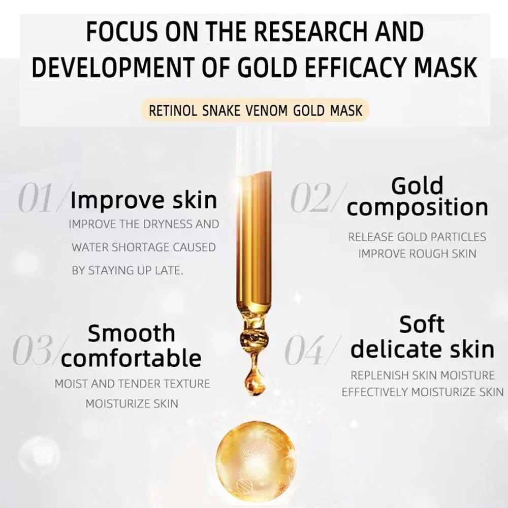 Маска Retinol Snake Venom Gold, Золота пептидна маска для обличчя, фото №5