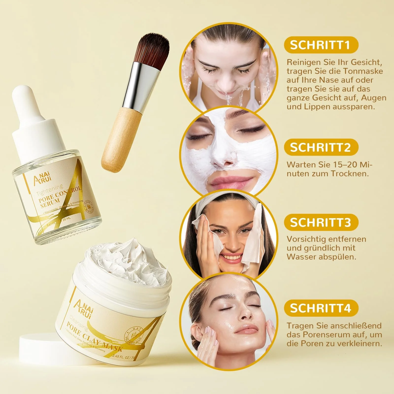 Набір для догляду за шкірою 2-в-1 ANAiRUi, Маска з глиною для пор + Сироватка для звуження пор, фото №7