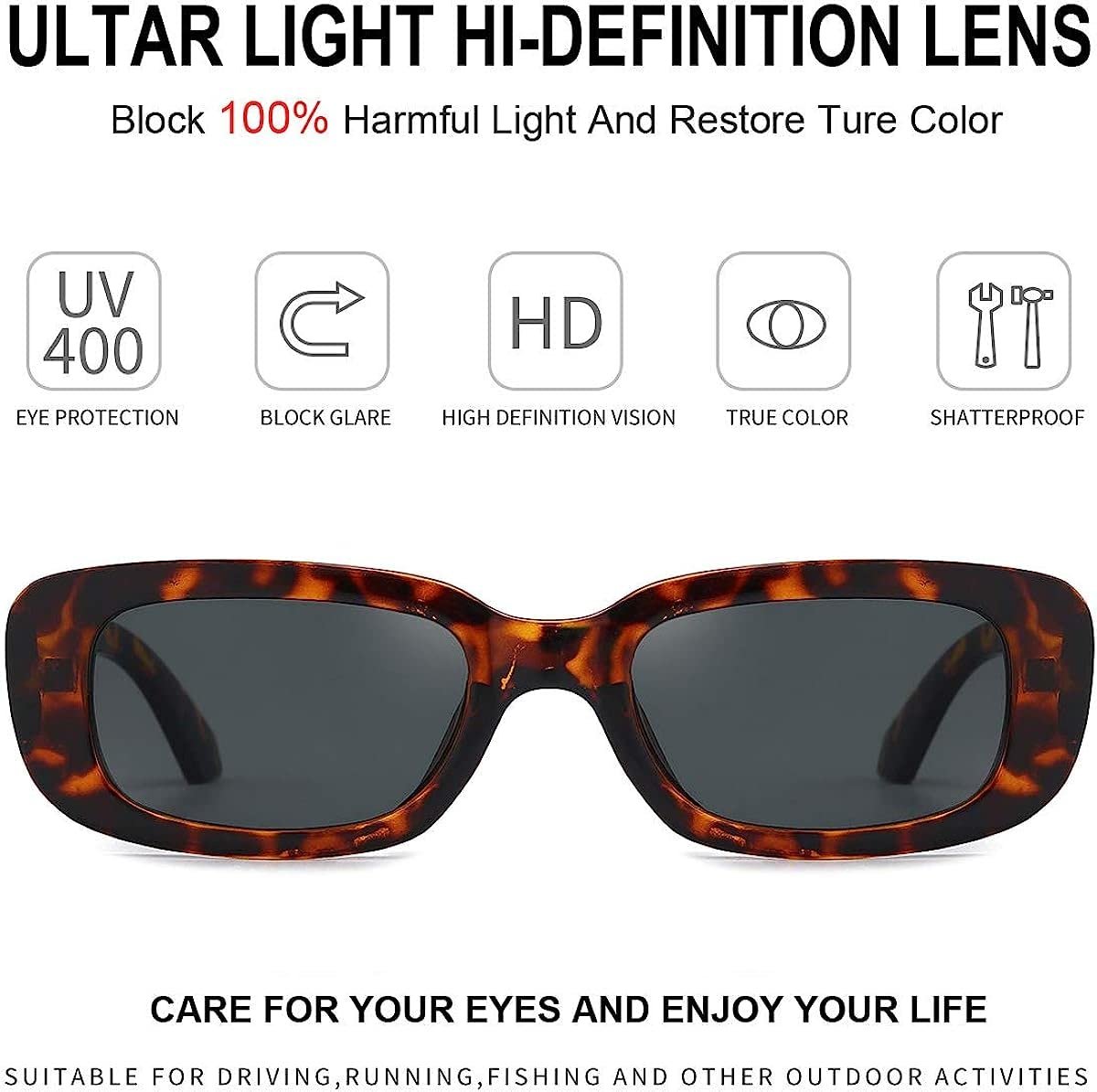 Сонцезахисні окуляри Прямокутні Dollger для жінок Ретро Модні UV 400 Захист, фото №3