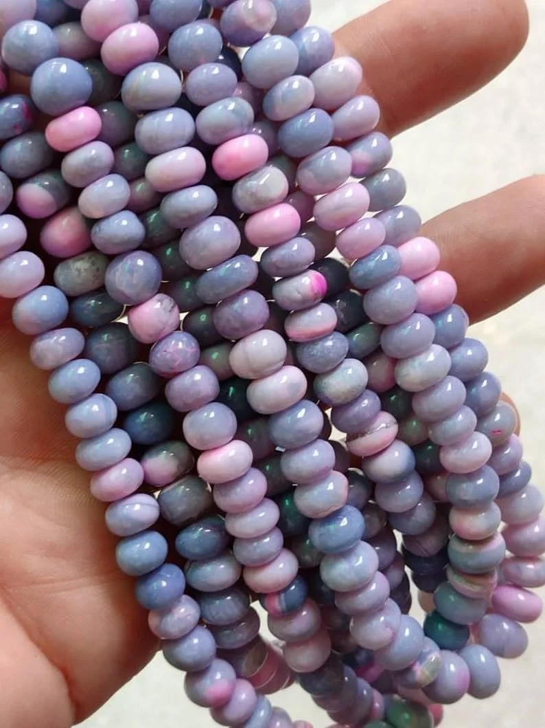 Бусины Лавандер Опал круглые гладкие 7-8 мм, нить длиной 40 см, бусины из драгоценных камней для ожерелья, браслета, фото №4