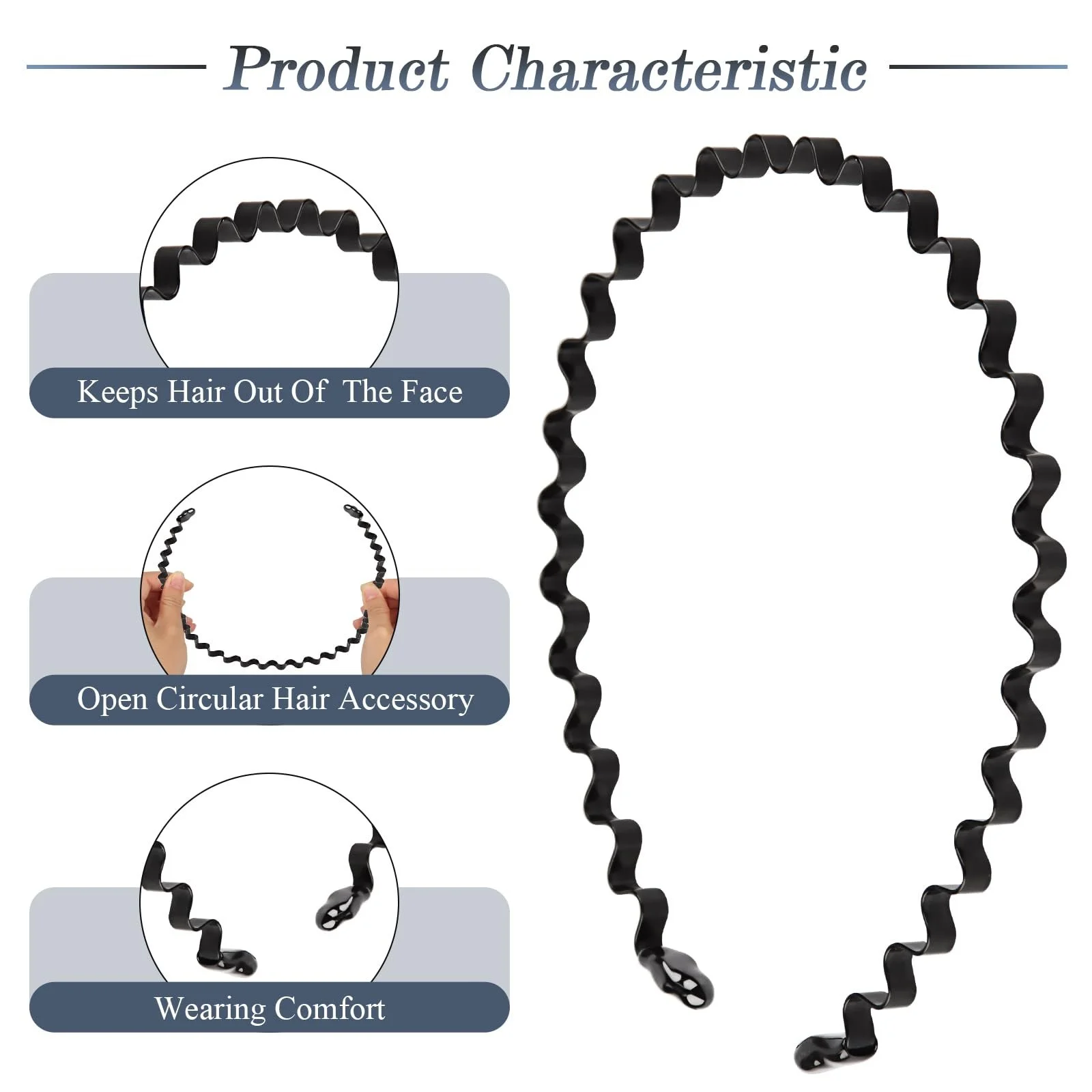 Обруч для волос Черный, фото №2