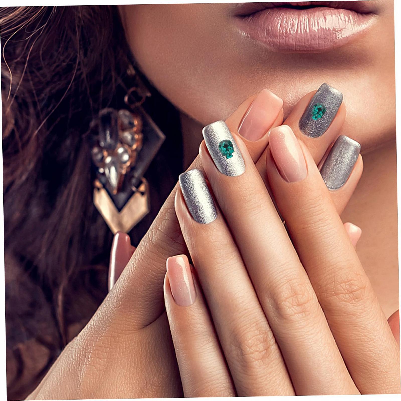 Наклейки для ногтей WOONEKY Камни для ногтей 30 шт Подвески с камнями Накладки для ногтей Череп Хэллоуин Стразы Камни Наклейки для ногтей Маникюр 3D украшения Цветные наклейки, фото №4