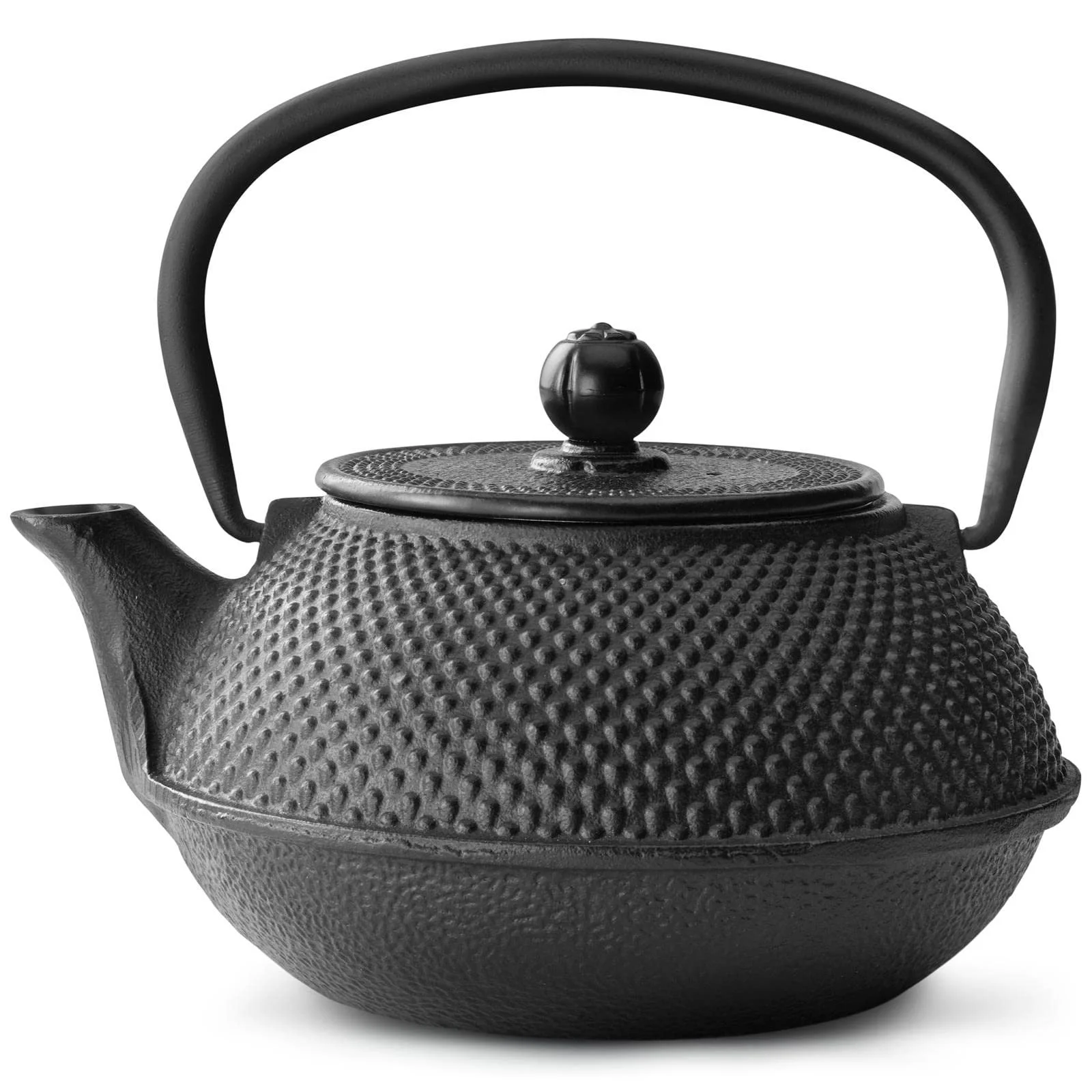 Чайник-заварник Чавунний Набір Asian Чорний 0.8 літра з фільтром-сіткою з нержавіючої сталі для розсипного чаю з блюдцем і чашкою (2 чашки), фото №2