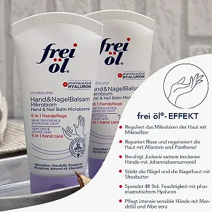 Бальзам для рук и ногтей frei öl Hydrolipid Microbiome, эффект 6-в-1, уход за очень сухой и чувствительной кожей рук, с фармацевтической гиалуроновой кислотой, веганский, 75 мл synthetic.ua - Фото 1