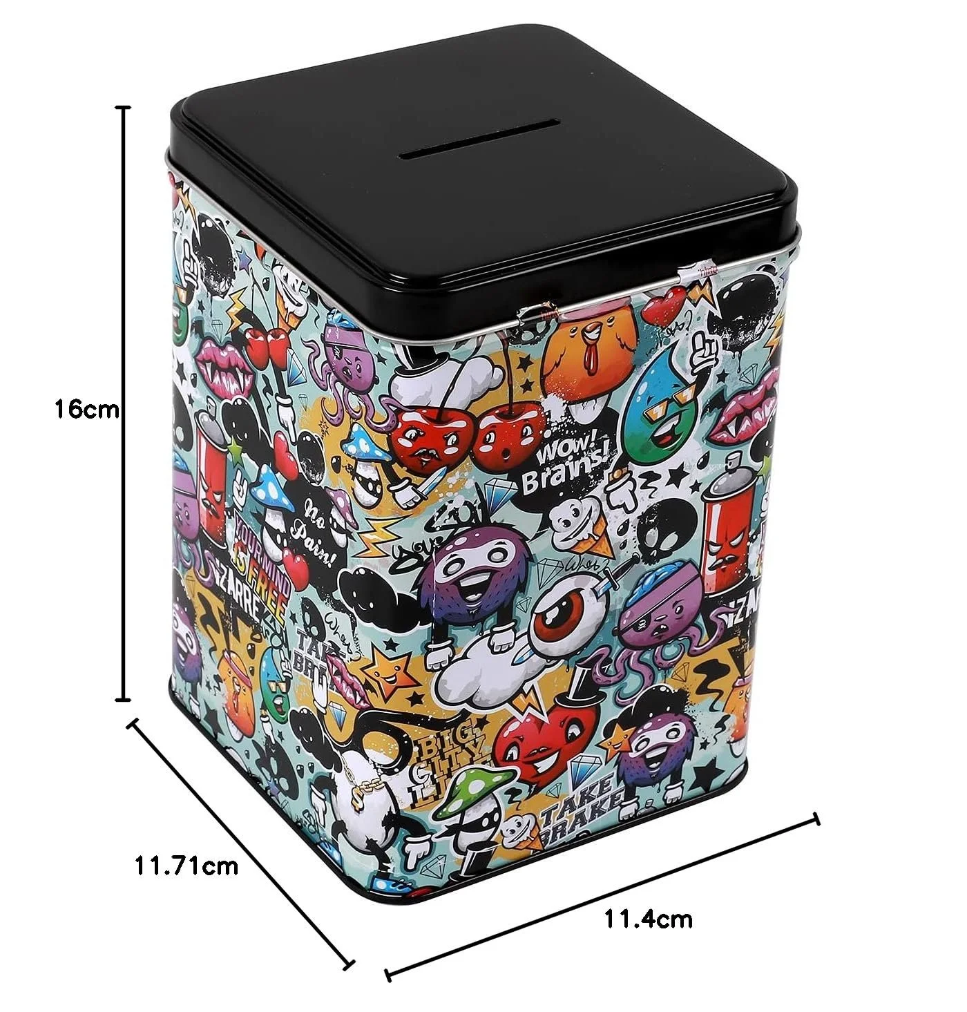 Скарбничка I-TOTAL Funny Money Box металева з замком Graffiti, фото №7