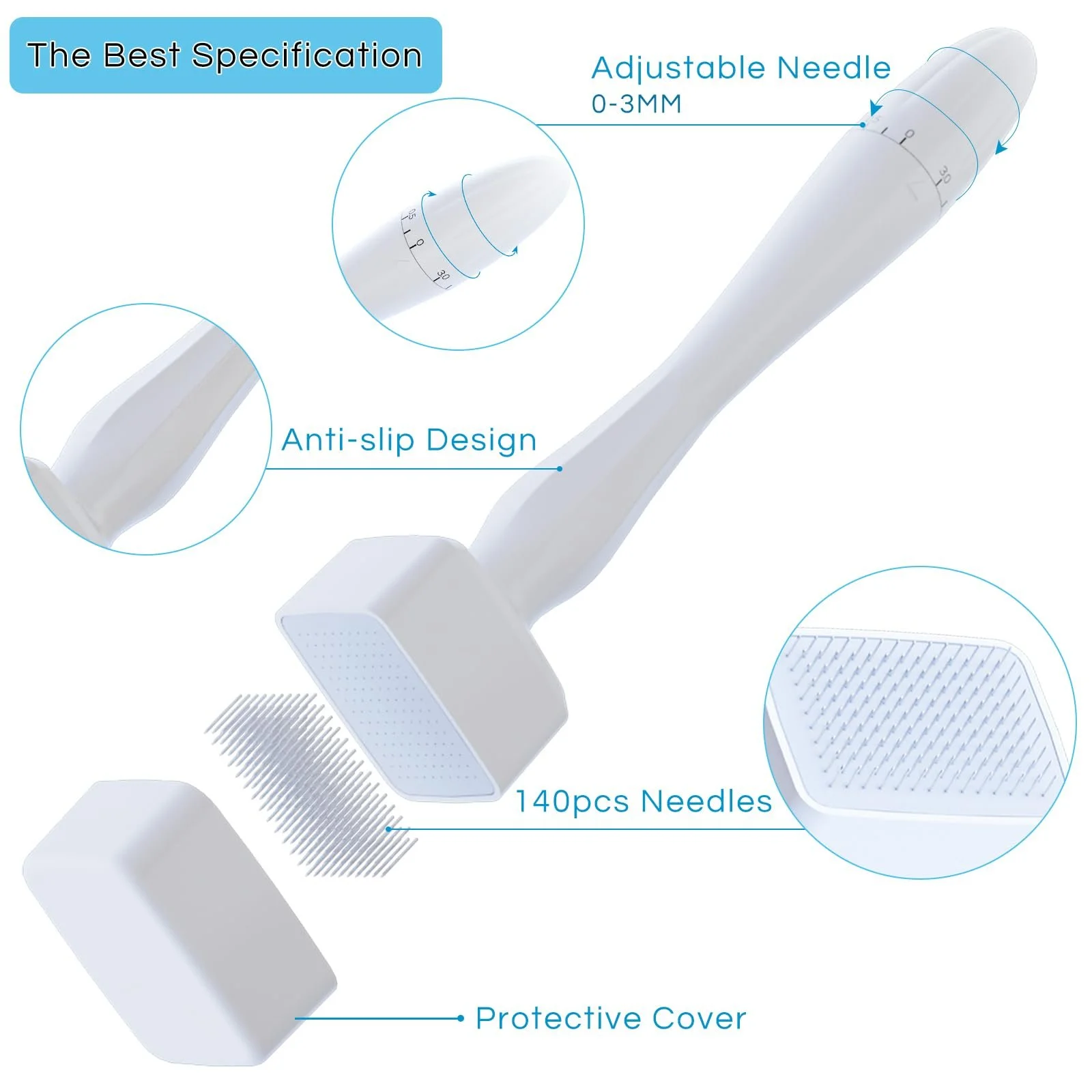 Dr.roller Регульований мікроголковий дермальний штамп, Dermastamp 0-3.0 мм, мікроголкова ручка, фото №2