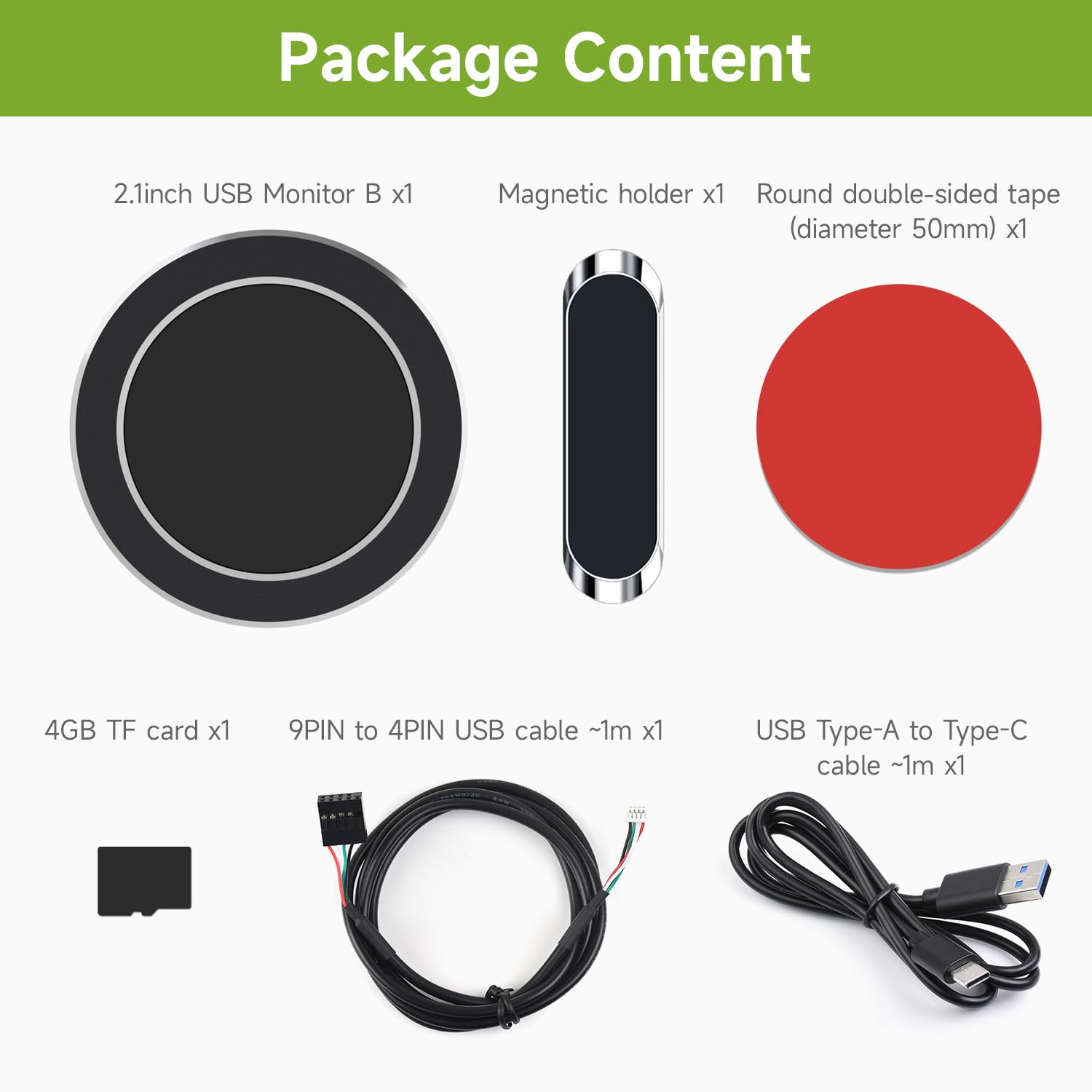 Монитор Waveshare IPS 2.1 дюйма Круглый USB 480 × 480 Черный, фото №2