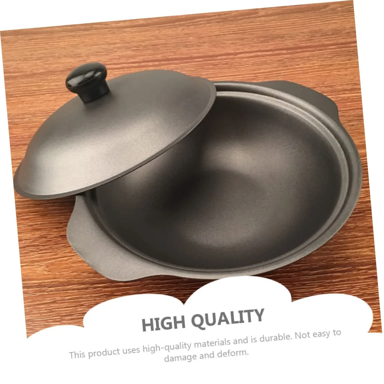 Горшок для запекания Чугунный Желтый с чугунной крышкой, фото №3