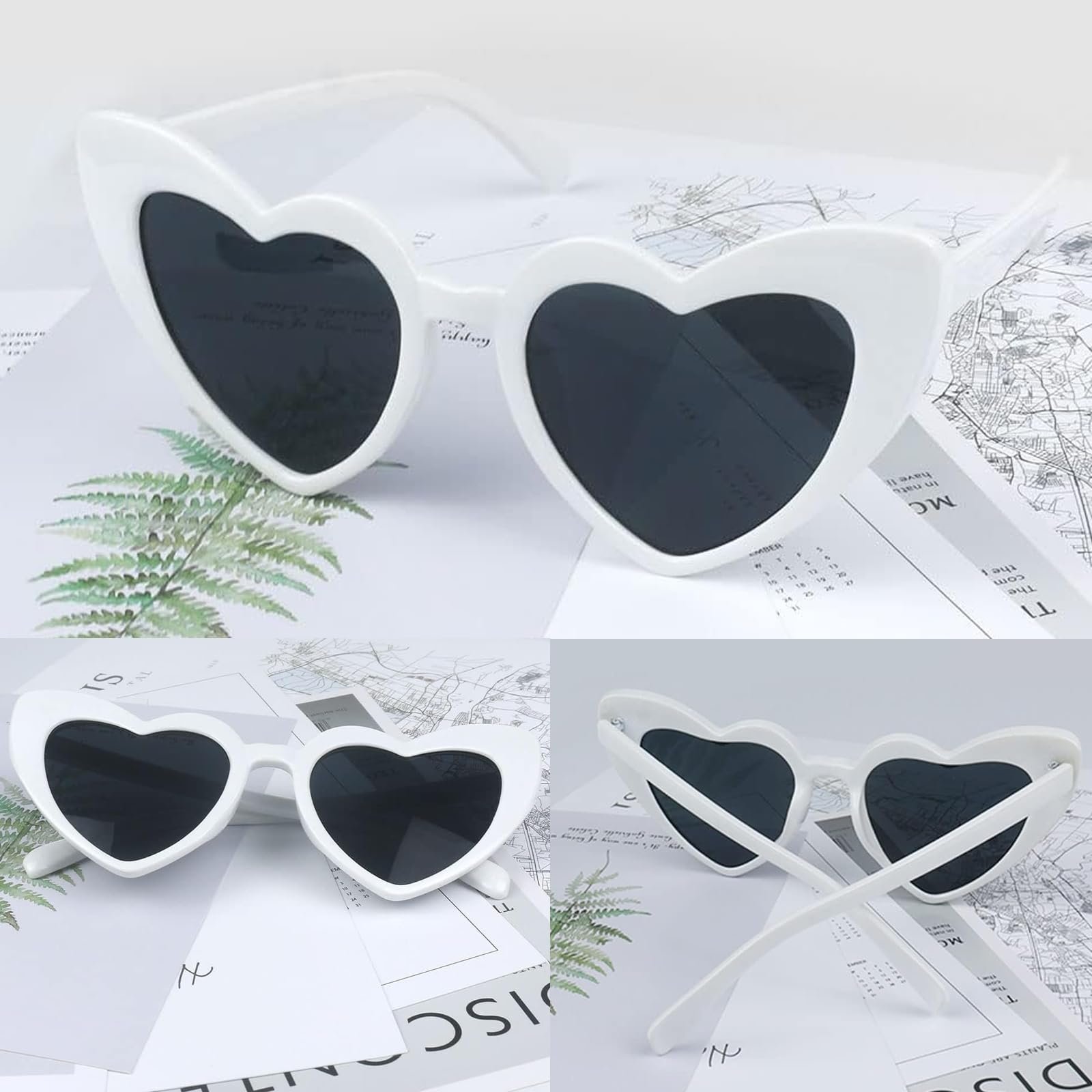 Сонцезахисні окуляри Серце NICECONE з перлинами для жінок Білі Вінтажні, фото №4