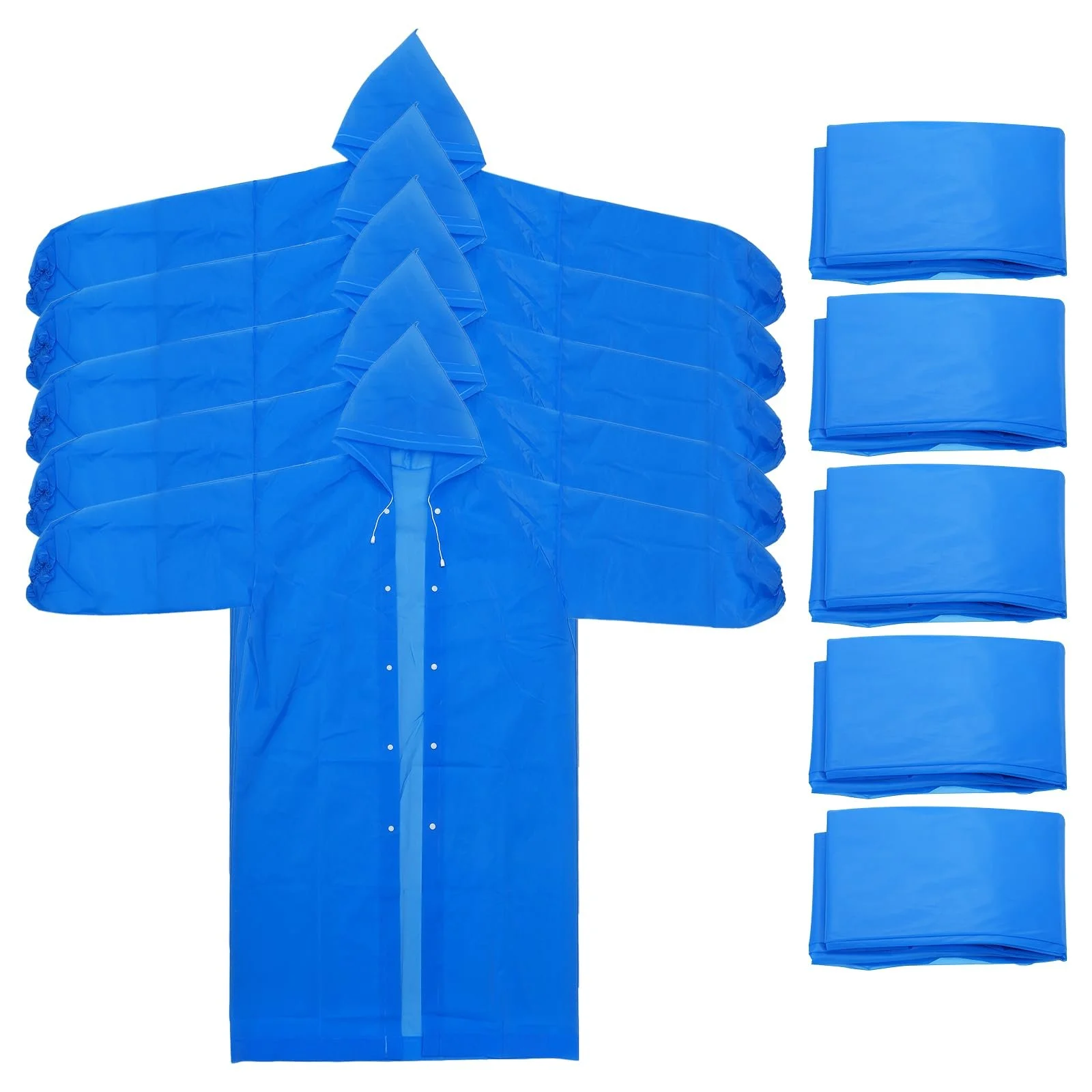 Пончо дощове PATIKIL для дорослих, 5 шт, легке, багаторазове, EVA, для велоспорту, походів, активного відпочинку, синє, фото №1