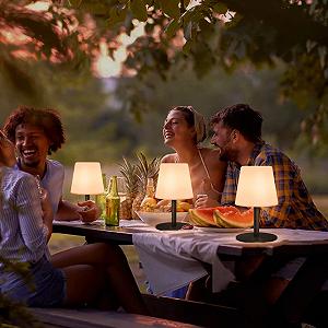 Светодиодная настольная лампа на аккумуляторе Malux Беспроводная Теплый белый Диммер 8 цветов Смена цветов IP44 synthetic.ua - Фото 1