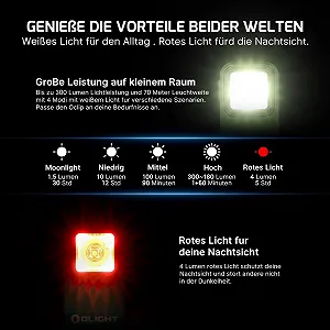 Ліхтар Olight Oclip Mini LED з червоним світлом, 300LM, USB-C акумуляторний, IPX5, захист від падіння з висоти 1,5 м, невеликий миготливий ліхтар для кемпінгу та попереджень про безпеку, OD Green synthetic.ua - Фото 1