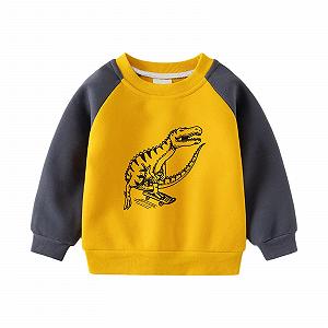Детский свитшот для мальчиков без капюшона, милый динозаврик, длинный рукав, зимний пуловер, круглый вырез горловины, теплый, удобный, для отдыха, мягкий пуловер, для улицы, комфортный, свободный джемпер synthetic.ua - Фото 1