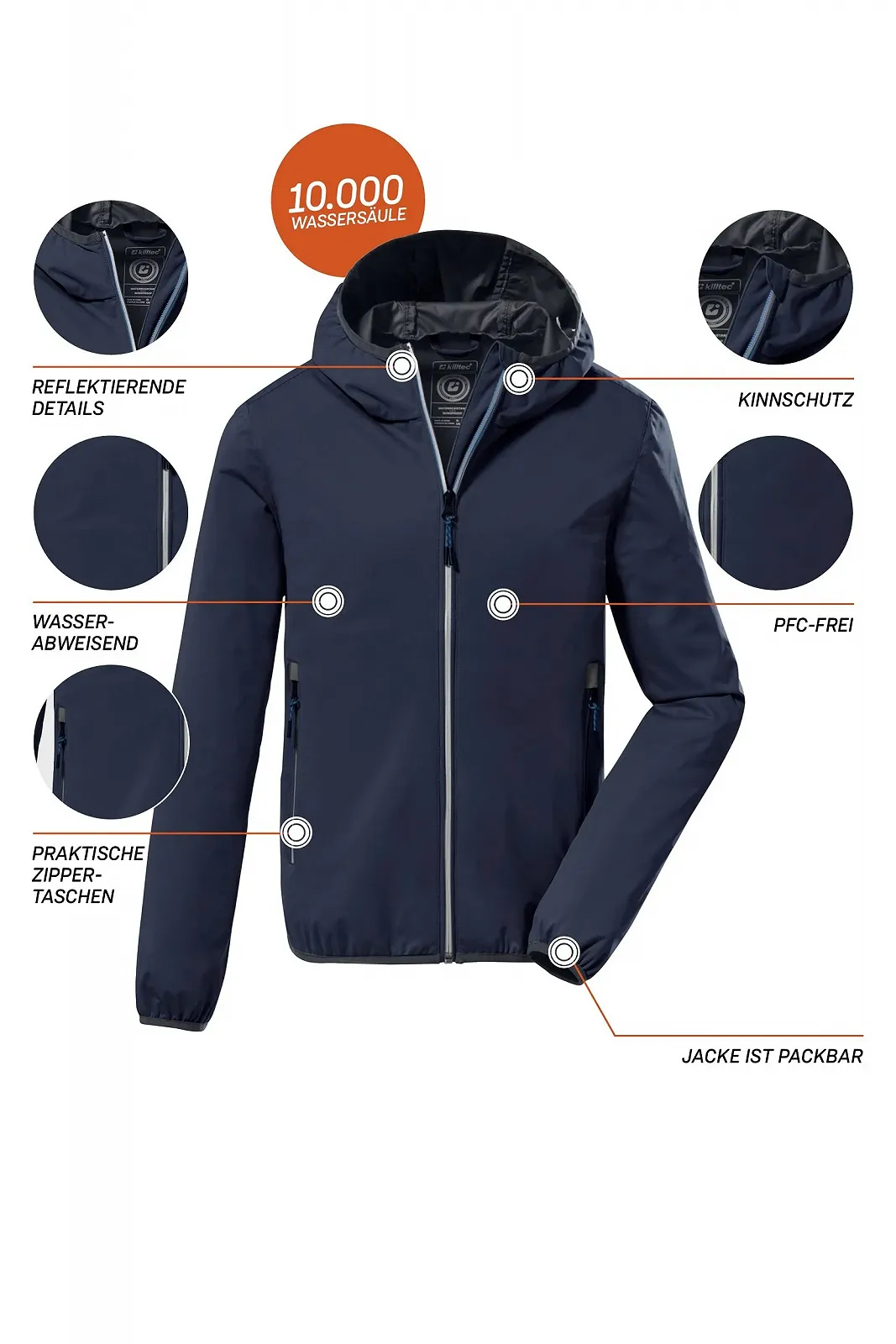 Легка куртка killtec для хлопчиків з капюшоном, пакувальна KOS 167 BYS JCKT, фото №2 Легка куртка killtec для хлопчиків з капюшоном, пакувальна KOS 167 BYS JCKT, фото №2