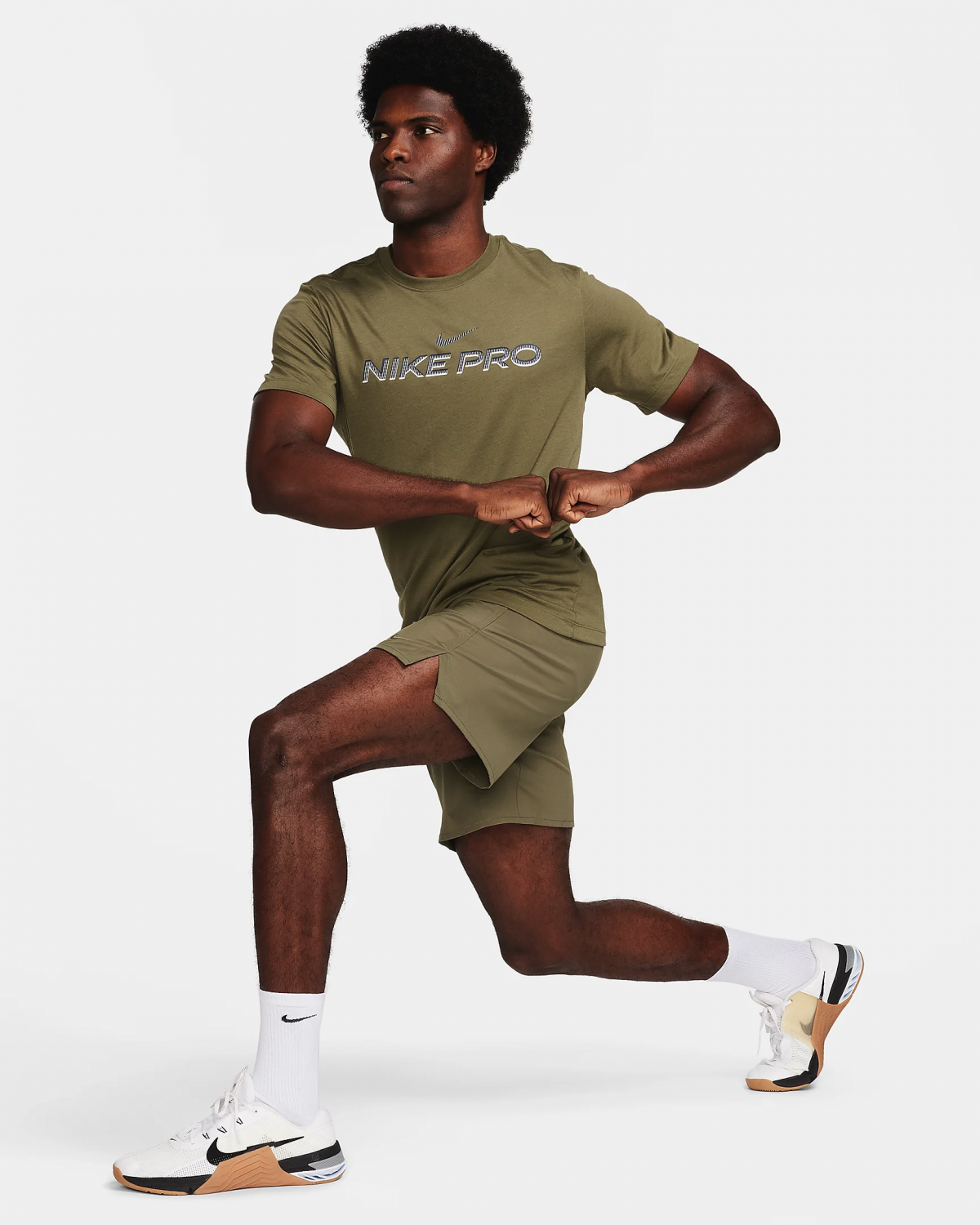 Футболка NIKE PRO FJ2393-222 Хаки L, фото №4