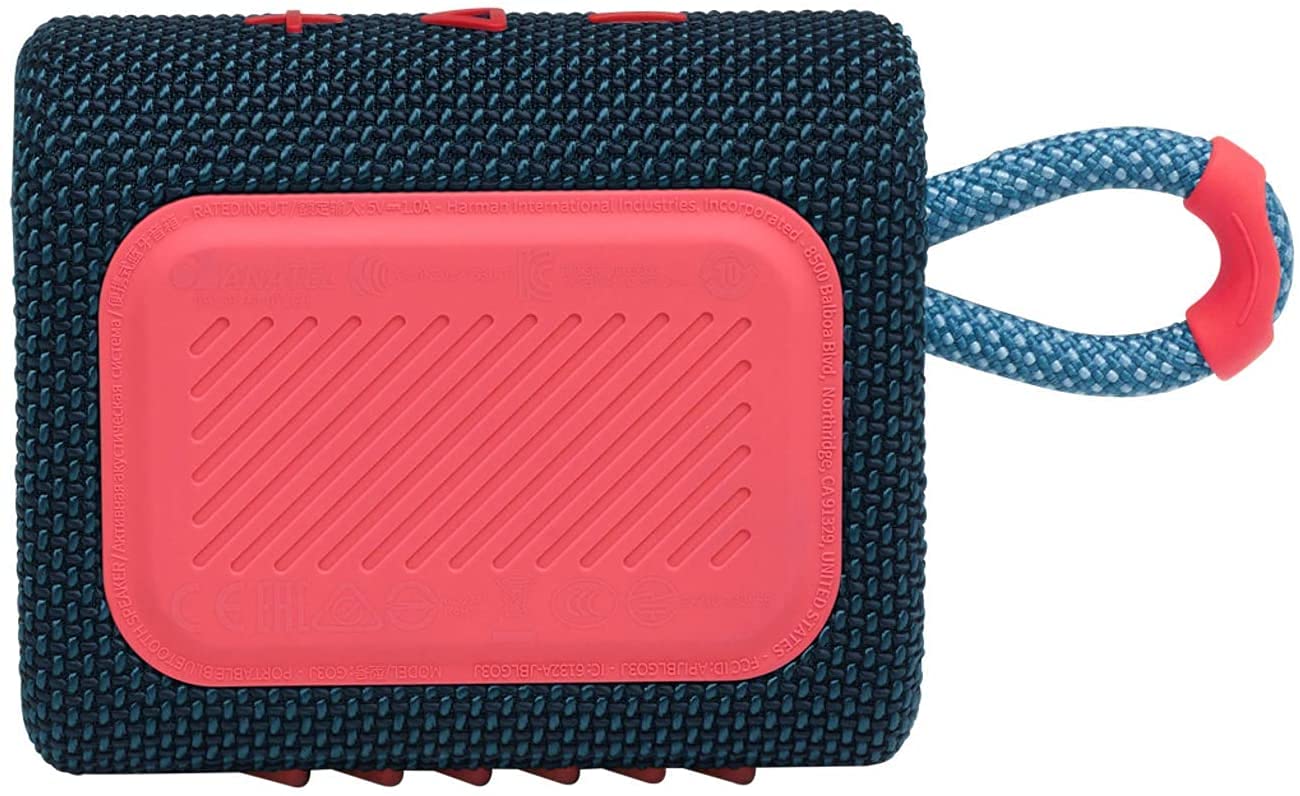 Портативна Водонепроникна Бездротова Пилозахищена Bluetooth-колонка JBL Go 3 (Синьо-Рожева), фото №6