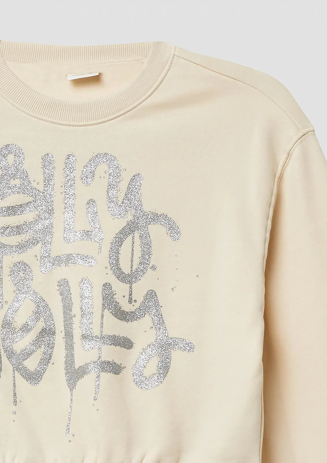 Свитшот s.Oliver укороченного большого размера с блестящим принтом для девочки, фото №4