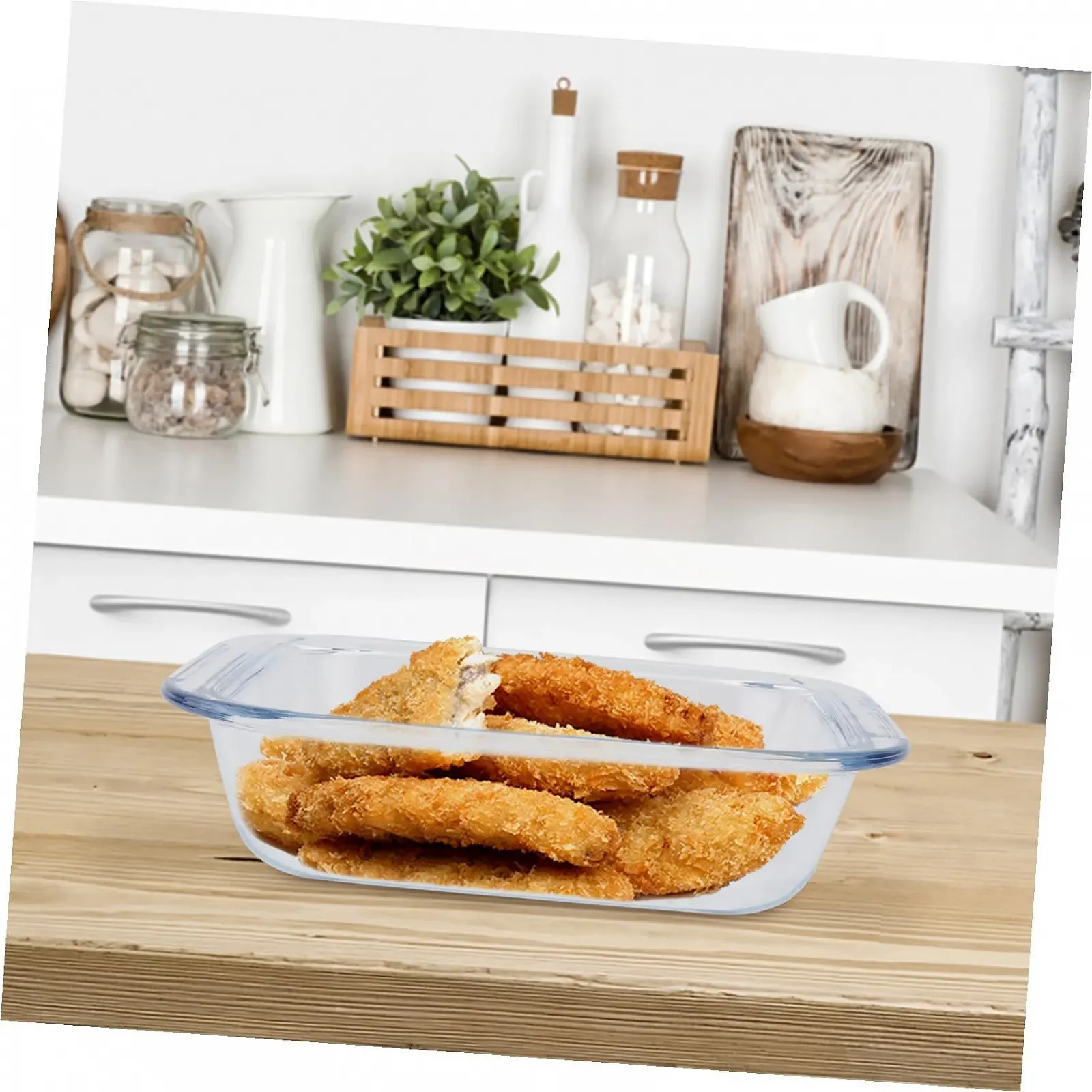 Форма для запікання термостійка скляна для духовки біла, фото №5