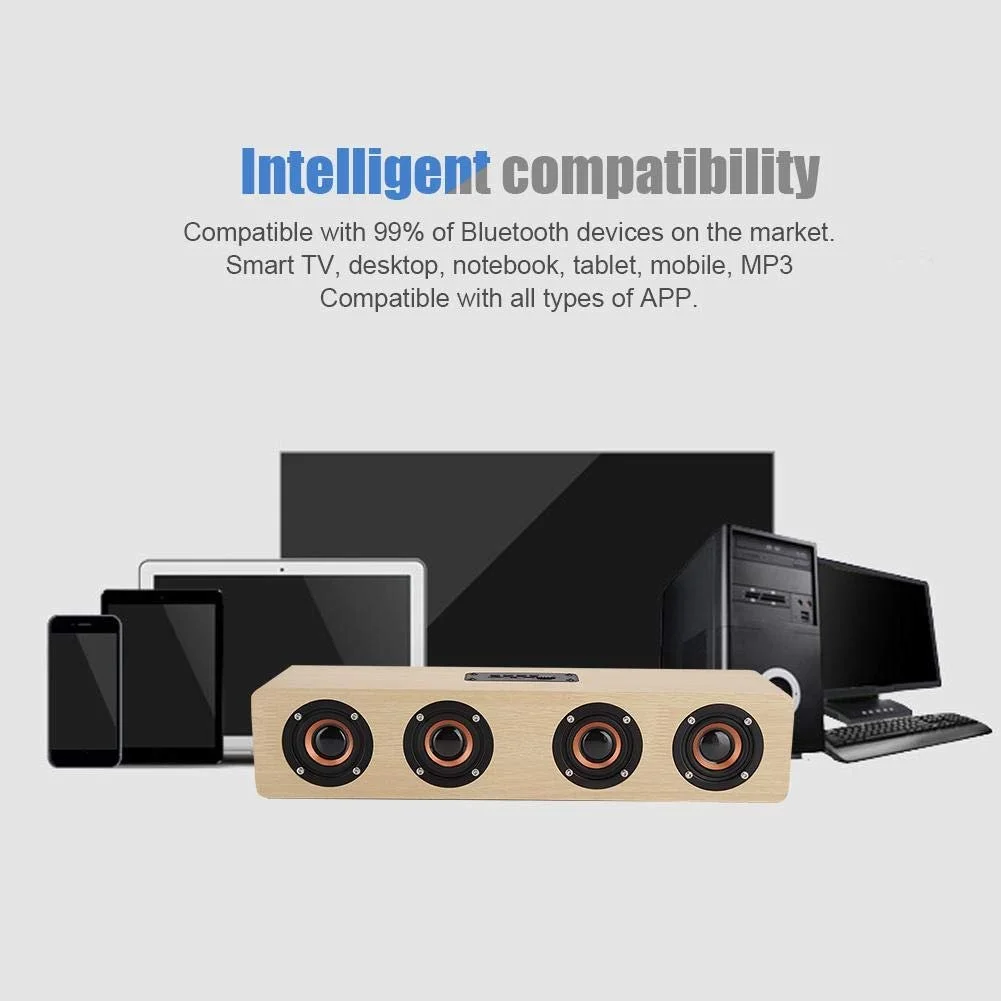 Дерев'яний Bluetooth Динамік 12 Вт Звукова панель 4 Басових Сабвуфера, фото №6