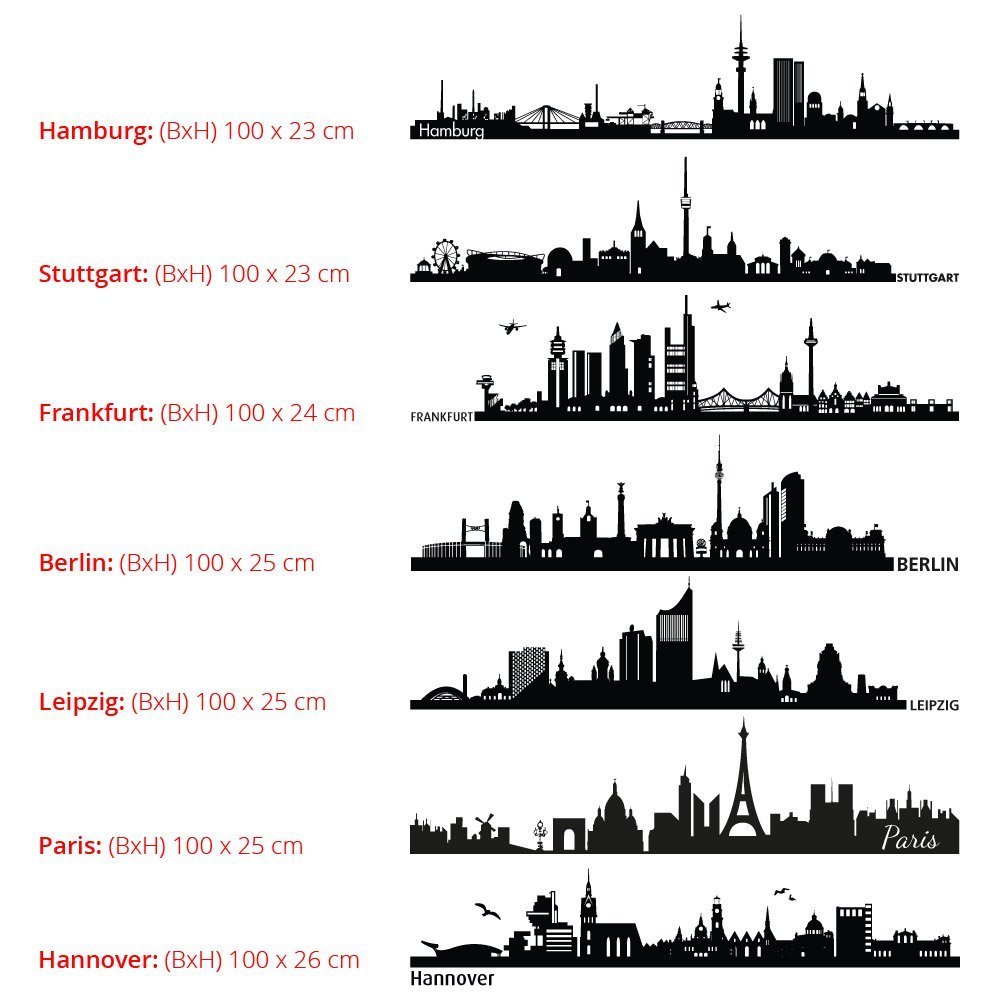 Наклейка на стіну Grandora W5156 Гамбург Skyline I 100 x 23 см Чорна, фото №4 Наклейка на стіну Grandora W5156 Гамбург Skyline I 100 x 23 см Чорна, фото №4