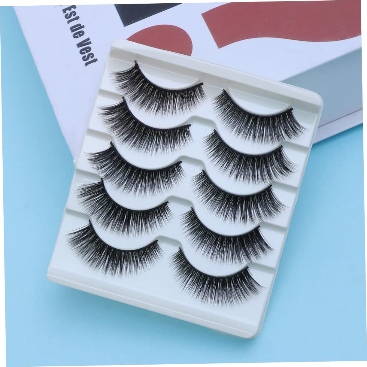 Штучні Angoily 15 пар 5d довгі густі чорні смужкові драматичні котячі пухнасті вії ручне виробництво, фото №6