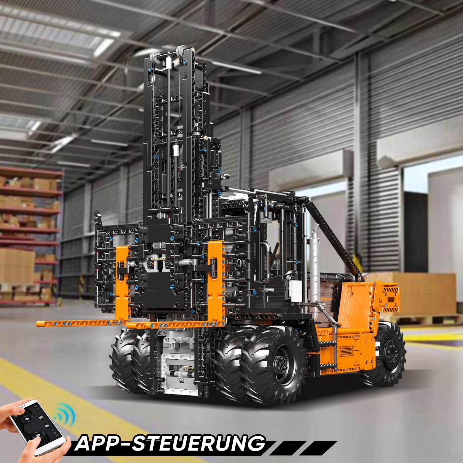 Строительный набор Кран Mould King Technik 17063, 2530 деталей, пневматический колесный погрузчик с дистанционным управлением и моторами, модель строительной машины, фото №6