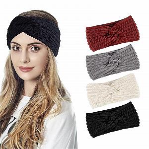 Повязка на голову Вязаная эластичная Осень-Зима Комплект из 4 штук - Фото 1