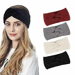 Повязка на голову Вязаная эластичная Осень-Зима Комплект из 4 штук - Фото 1