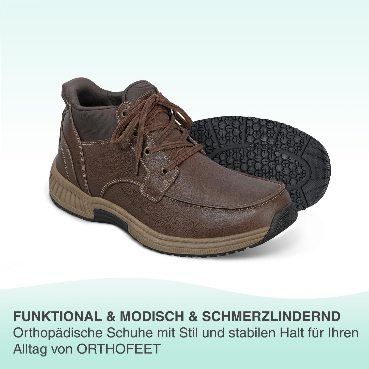 Мужские ортопедические ботинки Orthofeet Verno кожаные без шнуровки, фото №6