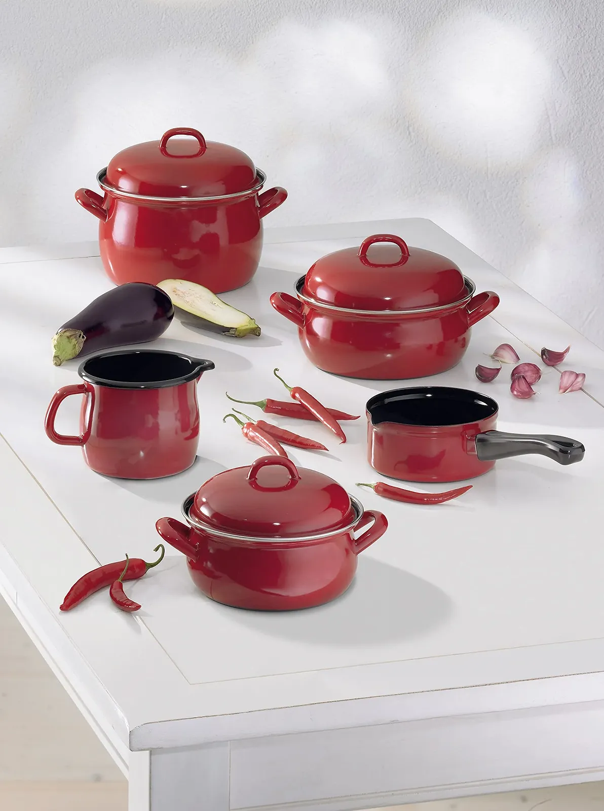 Кастрюля с крышкой Riess 0129-030 18 cm 1.5 л Эмалированная Красная белая Индукция, фото №2