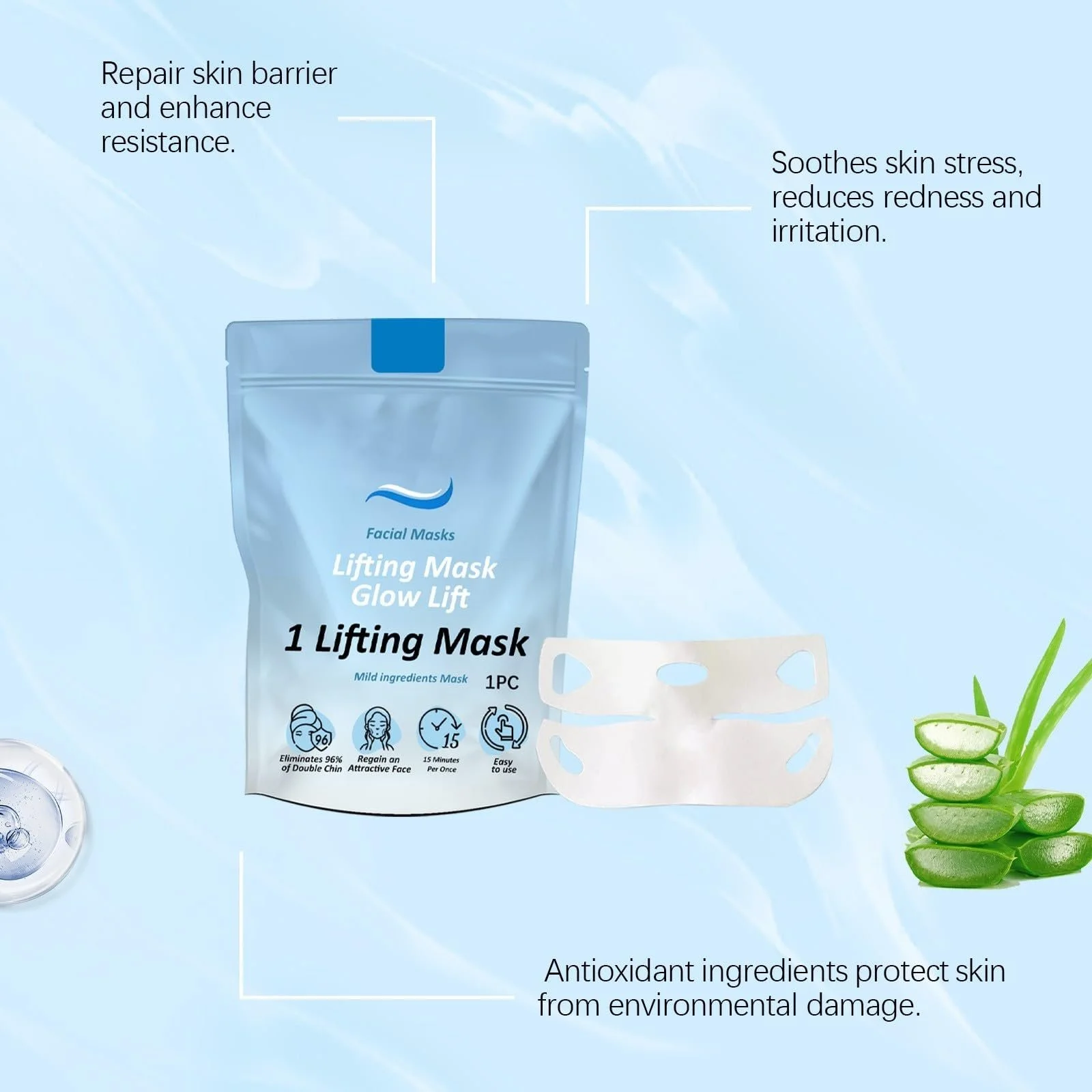 Маска Chinology для підборіддя Ліфтинг V Line Collagen (3 шт), фото №3