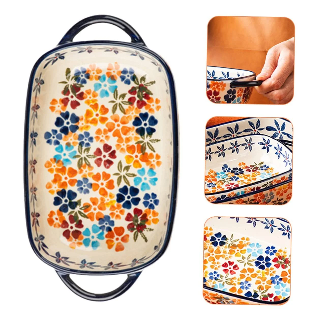 Форма для выпечки BESTYASH керамическая прямоугольная с двойными ручками легкая, фото №5 Форма для выпечки BESTYASH керамическая прямоугольная с двойными ручками легкая, фото №5