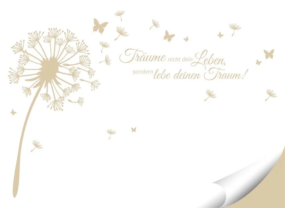 Наклейка на стену Grandora Dandelion W5479 Одуванчик и цитата 84 x 58 см Бежевый, фото №2