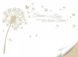 Наклейка на стіну Grandora Dandelion W5479 Кульбаба та цитата 84 x 58 см Бежевий synthetic.ua - Фото 1