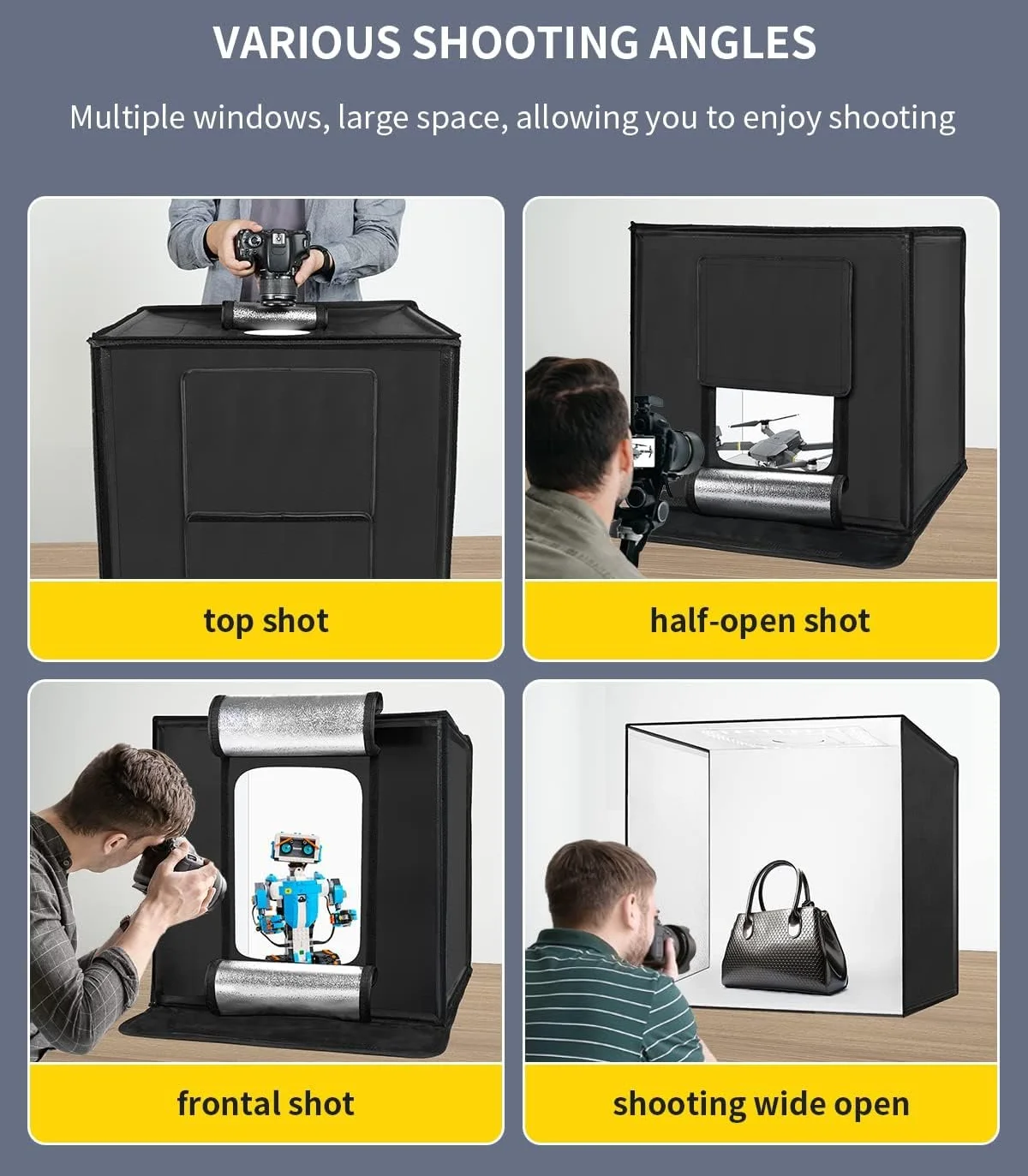 Фотобокс Raleno 60 см / 5500K / CRI 97 / 6 фонов / Черный, фото №4