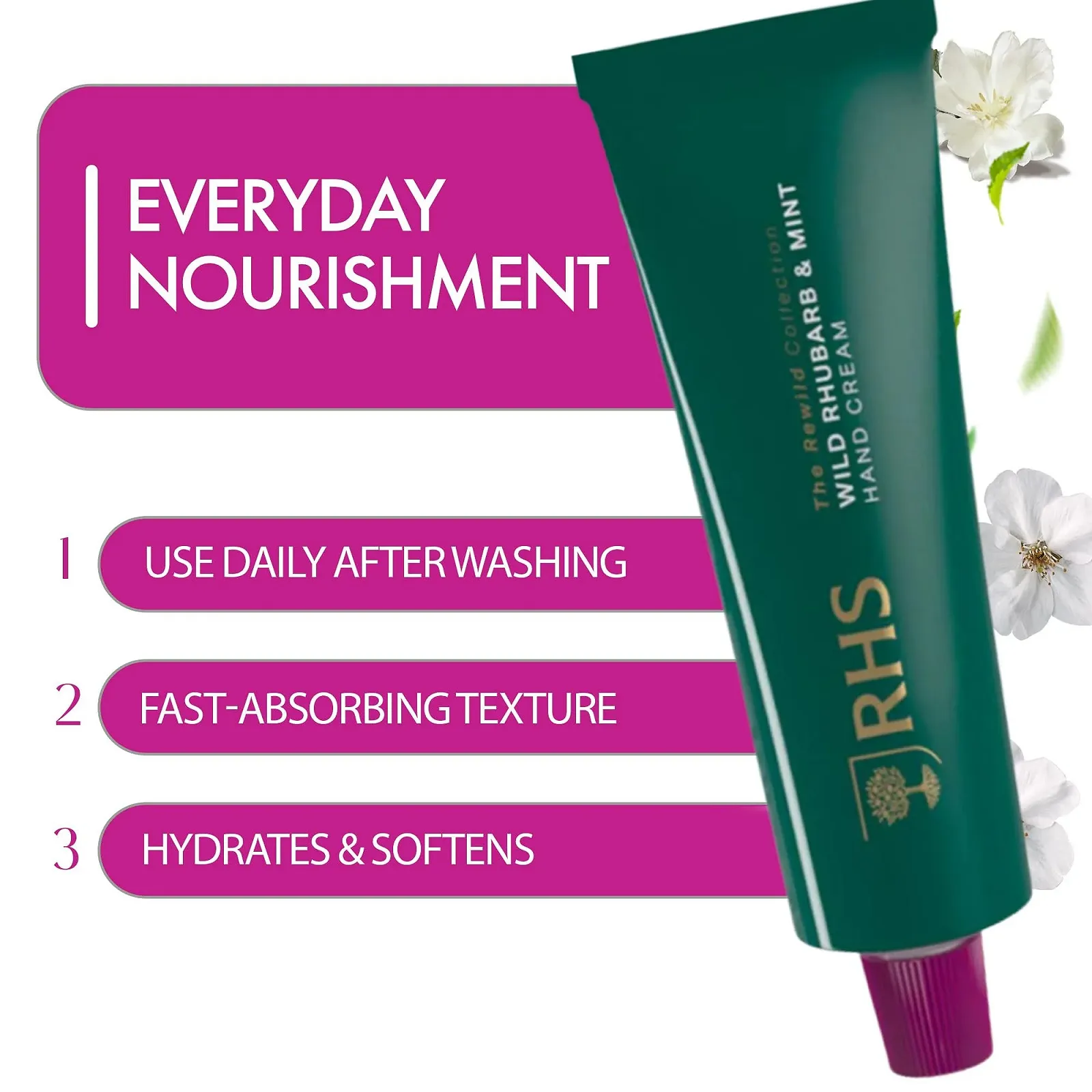 Крем для рук RHS Rewild Wild Rhubarb & Mint, фото №4