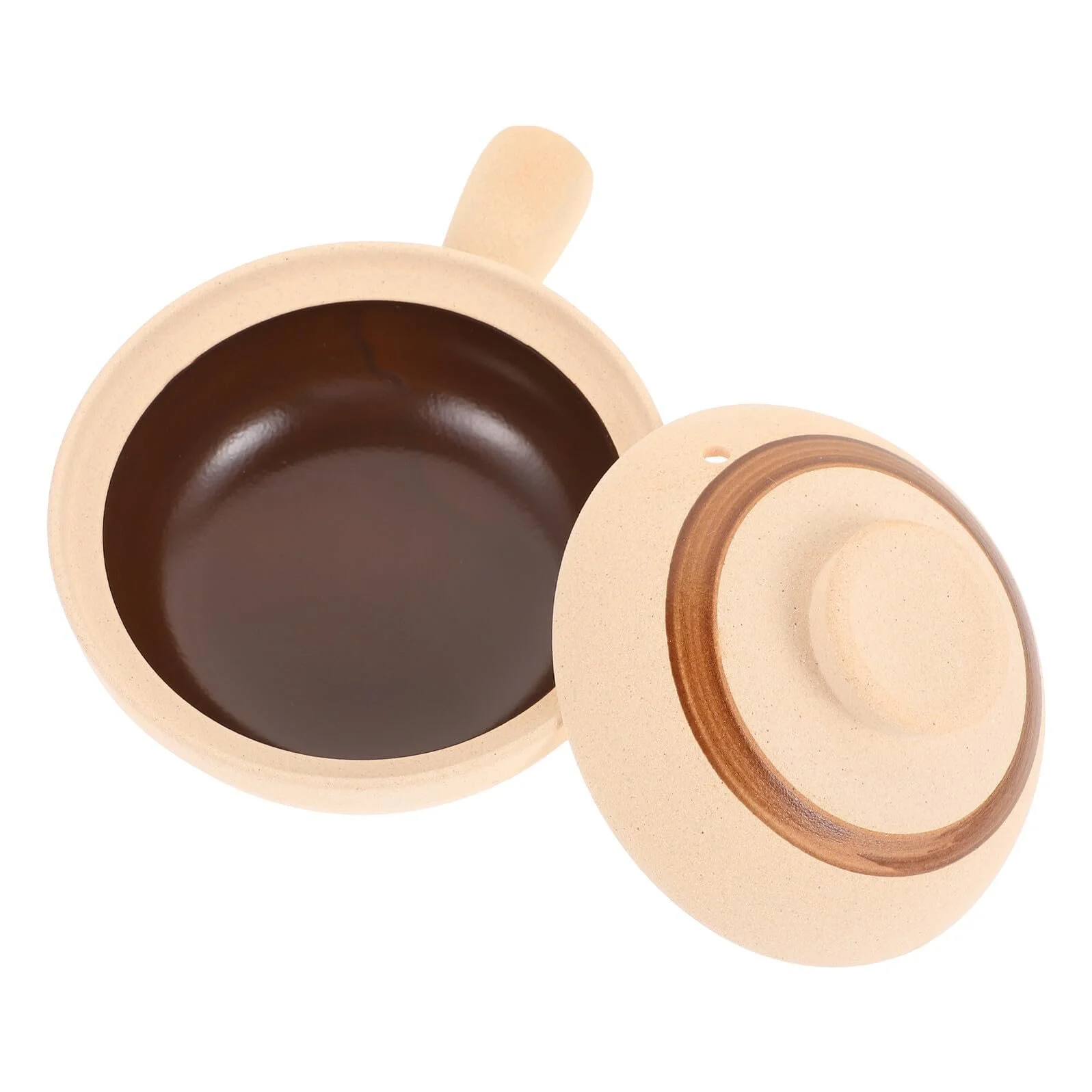 Кастрюля керамическая Toyvian с крышкой термостойкая одноручная для духовки, фото №1