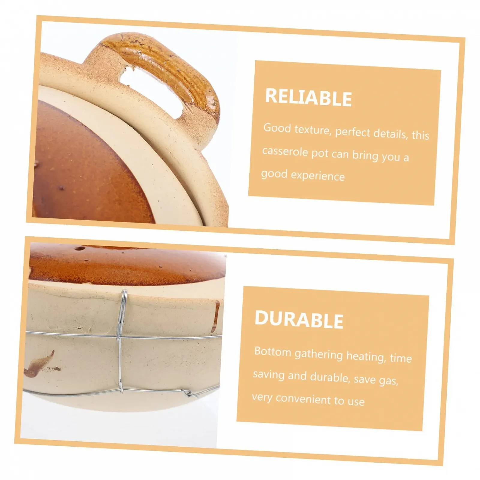 Кастрюля VALICLUD Китайская глиняная с двойной крышкой, фото №5