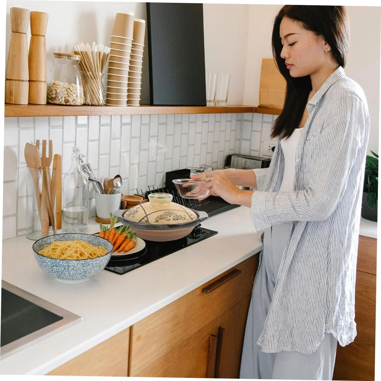 Каструля iplusmile Керамічна Японський стиль Термостійка з товстою ручкою, фото №3 Каструля iplusmile Керамічна Японський стиль Термостійка з товстою ручкою, фото №3