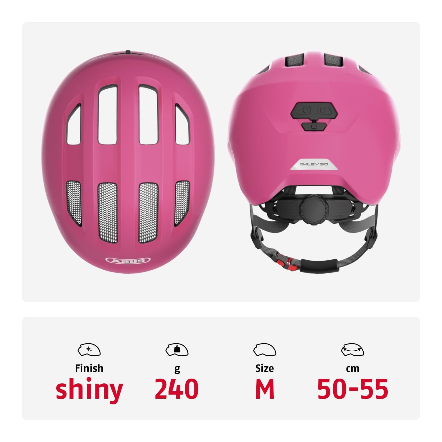 Дитячий Велосипедний Шолом ABUS Smiley 3.0 M Рожевий Глянцевий, фото №3