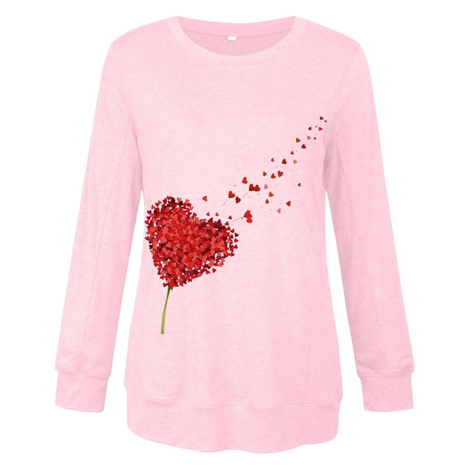 Худи tsaChick Женская на День Святого Валентина С принтом Модная Свободная Повседневная Толстовка с длинными рукавами Без капюшона Красный Флис, фото №4