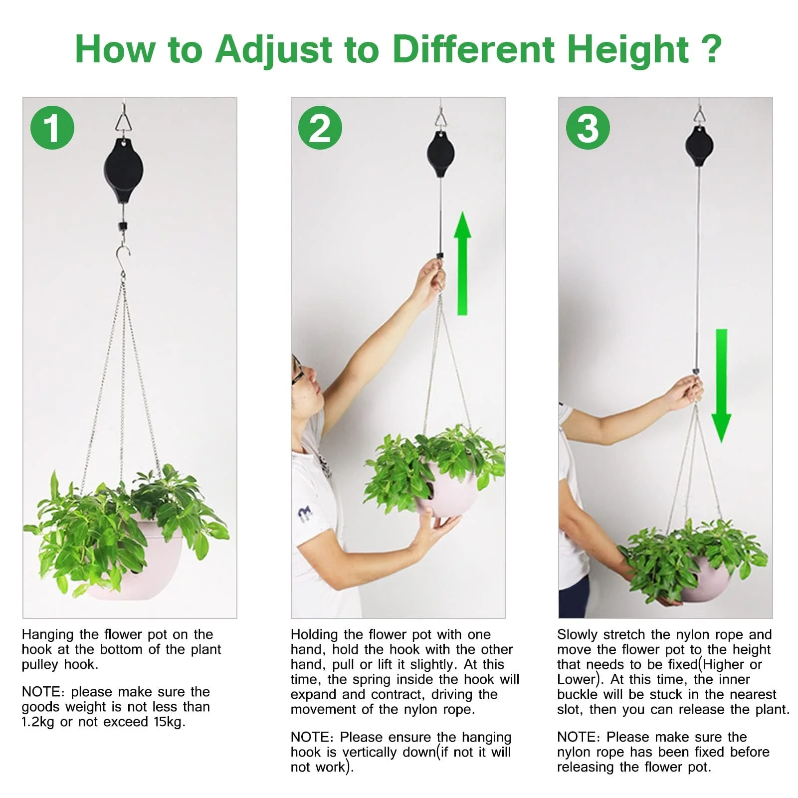 Роликовий гачок для рослин 4 шт. Висувний Тримач для підвісних кошиків Садовий, фото №4