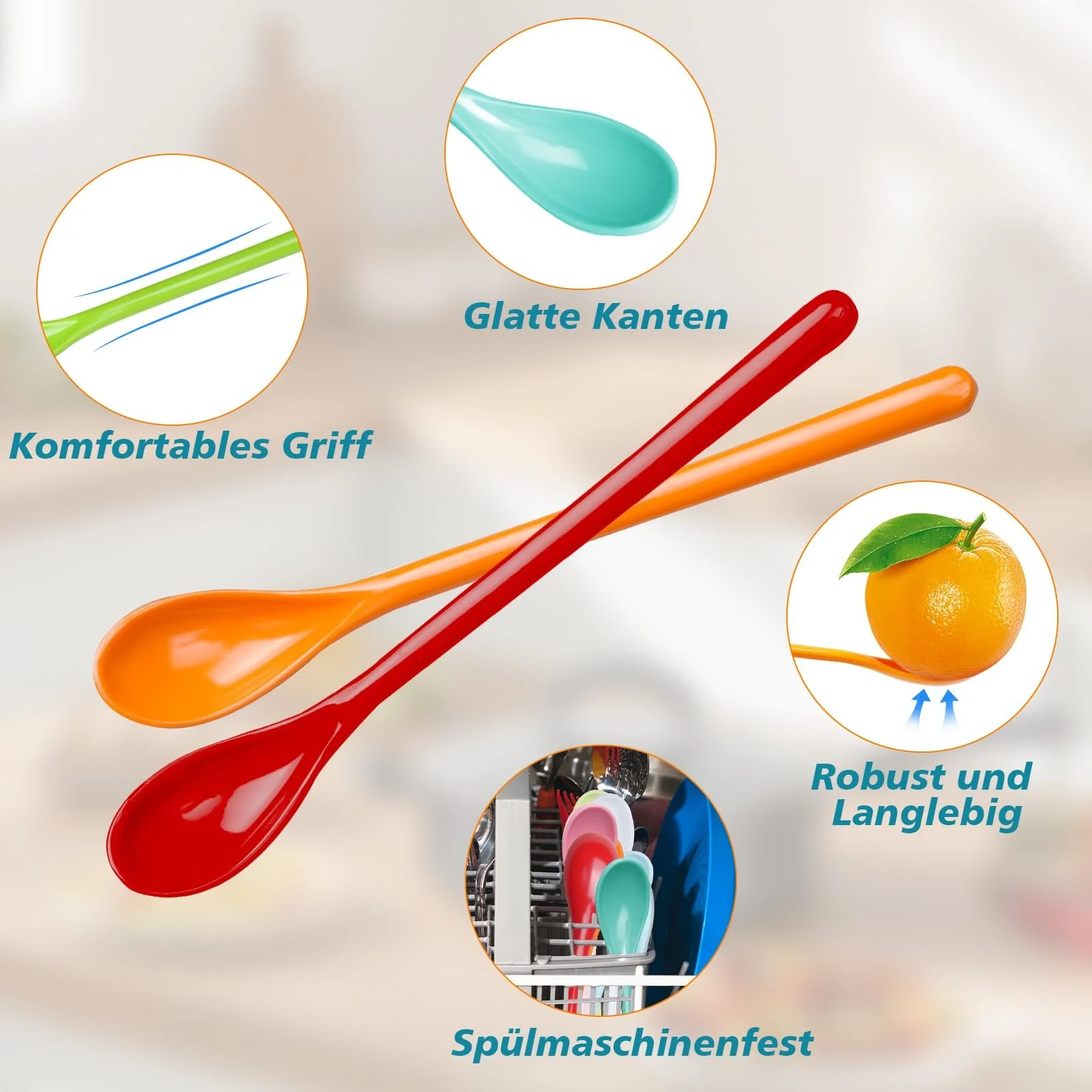 Набір пластикових ложок, 10 шт, довгі, фото №4